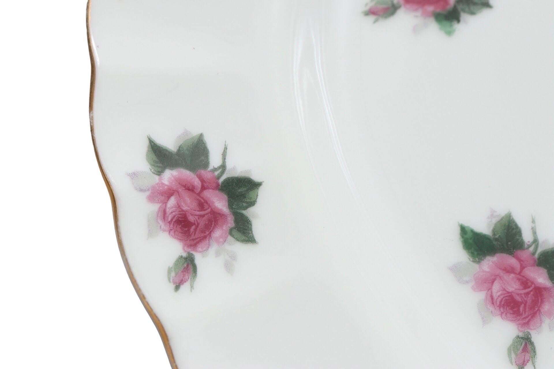 Japanese Pink Rose Ceramic Serving Platter For Sale