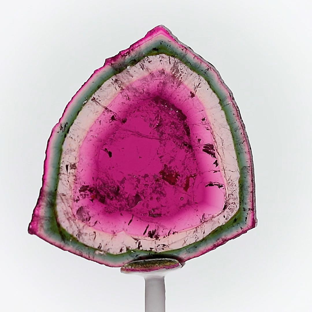 Pink, Rose, & Green Watermelon Tourmaline Slice—Erongo Region, Namibia In Good Condition For Sale In Edison, NJ