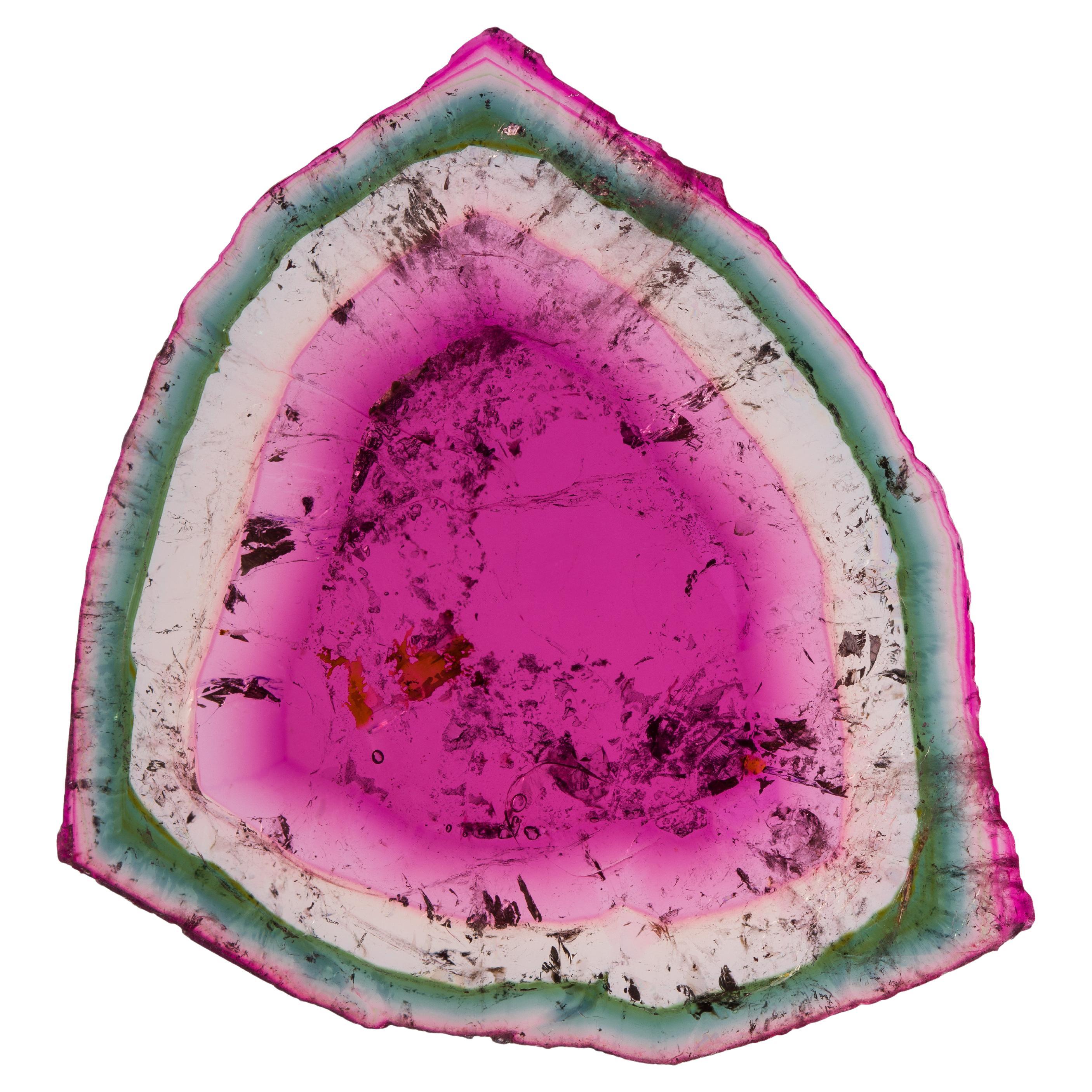 Pink, Rose, & Green Watermelon Tourmaline Slice—Erongo Region, Namibia For Sale