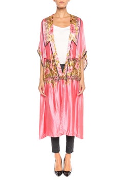 Pink Rose Print Kimono With Tassles