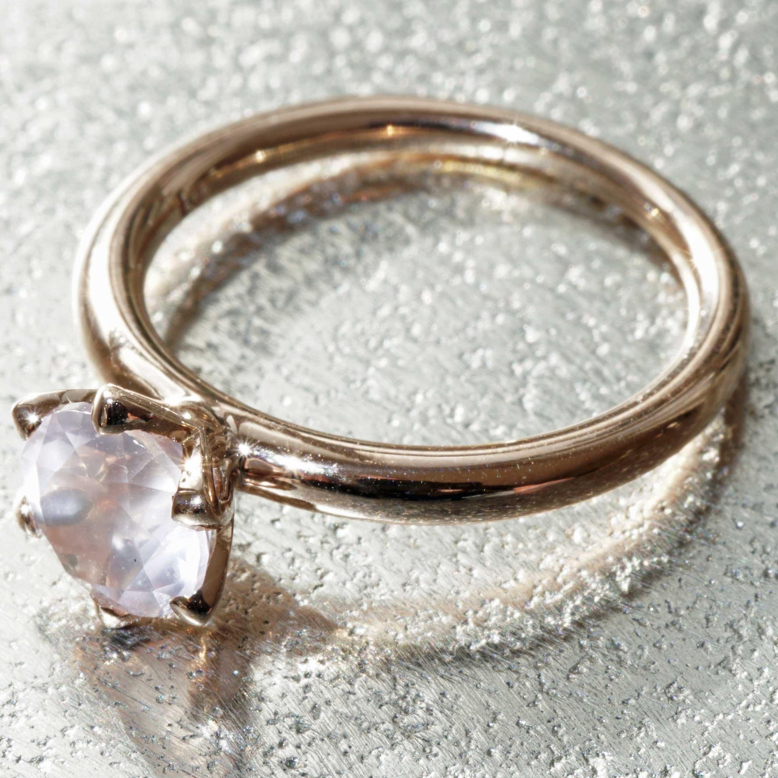 Pink Rose Quartz Ring made in Italy Valenza  finest Goldsmith´s Work Bestseller For Sale 2