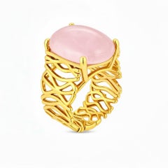 Bague en quatz d'argent et d'or rose