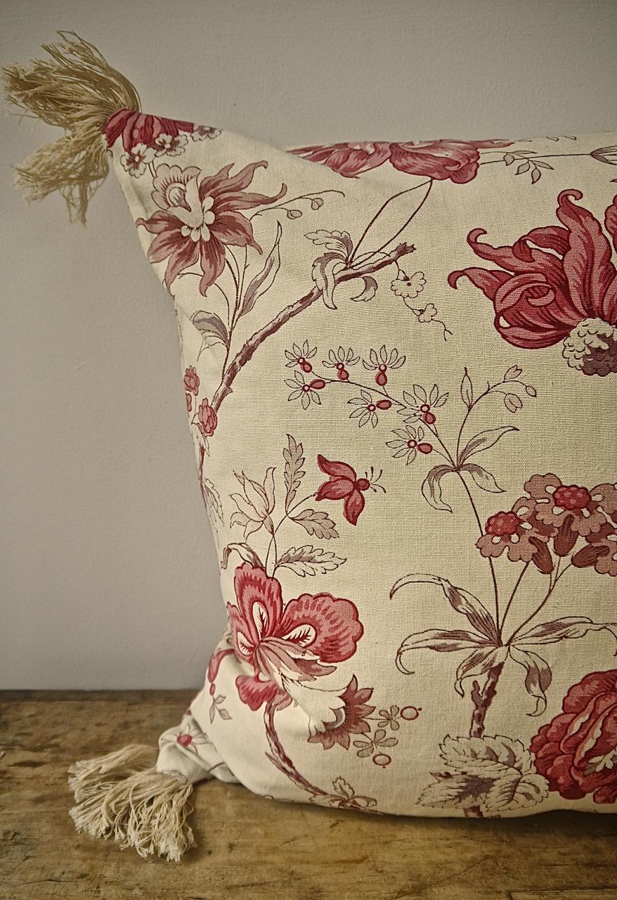 Pink Roses and Flowers Cotton Cushion French 5