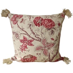 Pink Roses and Flowers Cotton Cushion French
