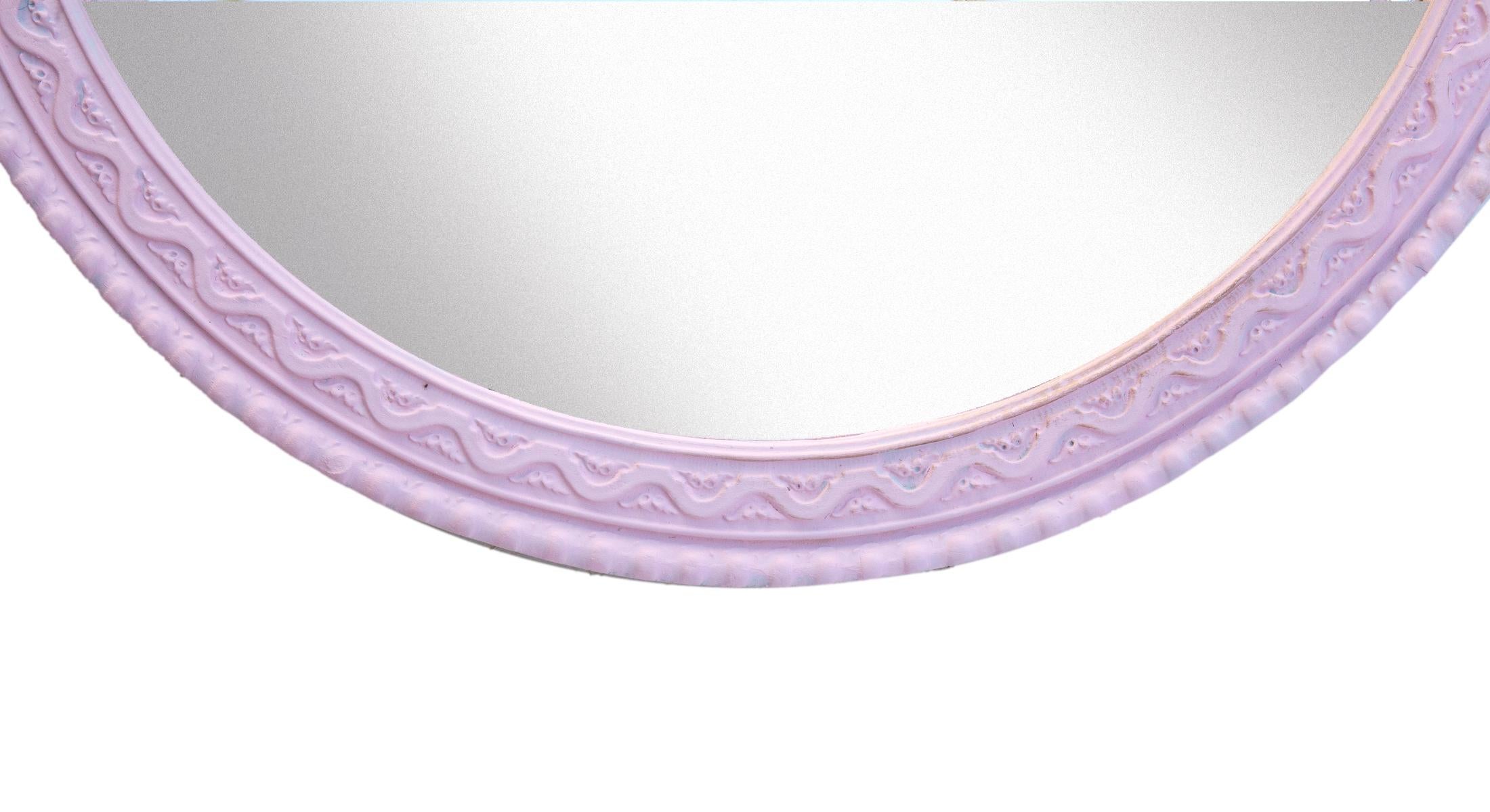 Gesso rotondo rosa/ Specchio di pino Arco Corona In condizioni buone in vendita a Malibu, CA
