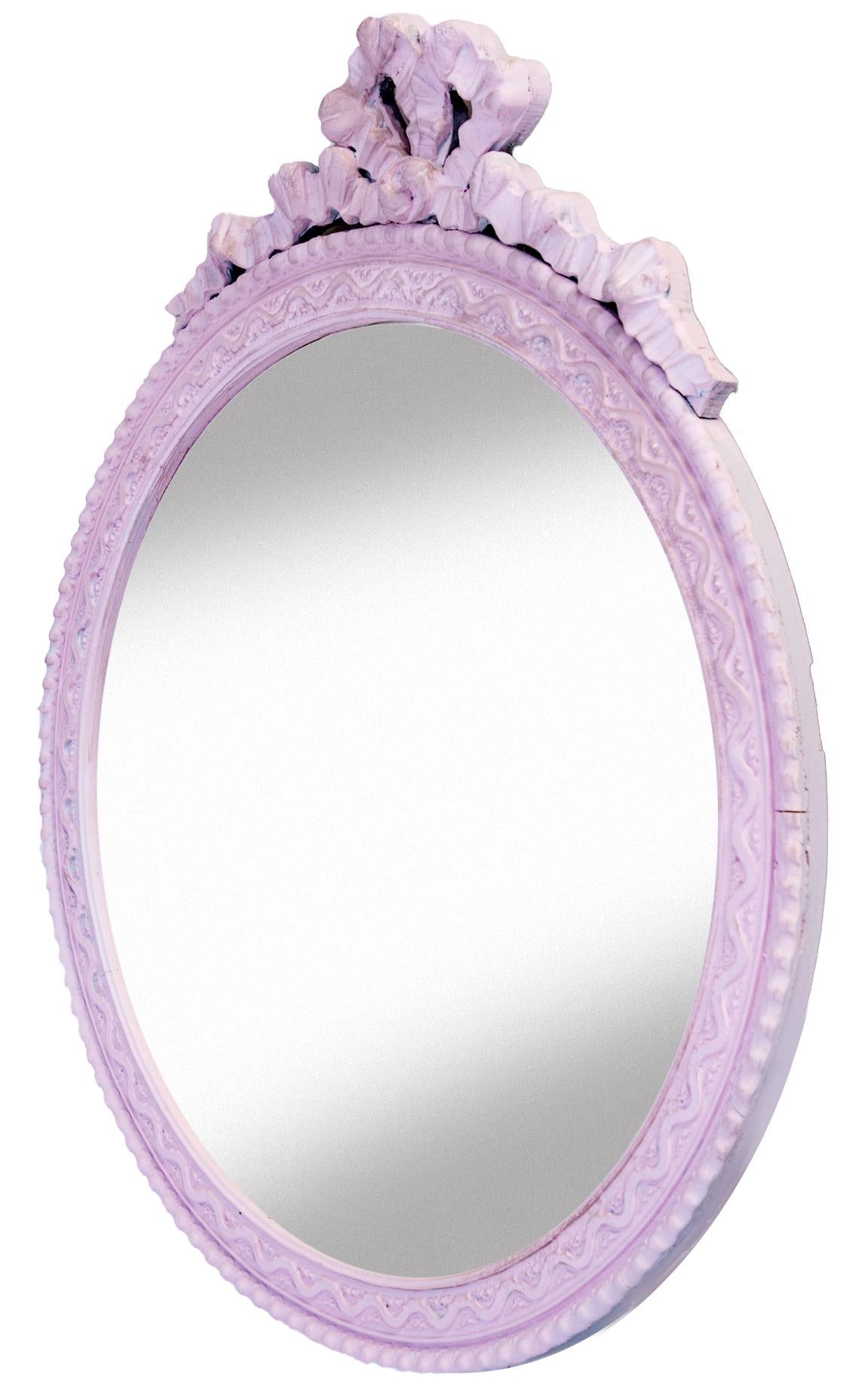 Gesso rotondo rosa/ Specchio di pino Arco Corona in vendita 3
