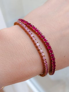 Rosa Rubin Farbschattierung Tennis Armband 18k 750 Rose Gold Natürliche Rubine MXHM