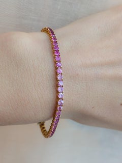 Pink Ruby Color Shade Tennis Bracelet 18k 750 Rose Gold Natural Rubies MXHM