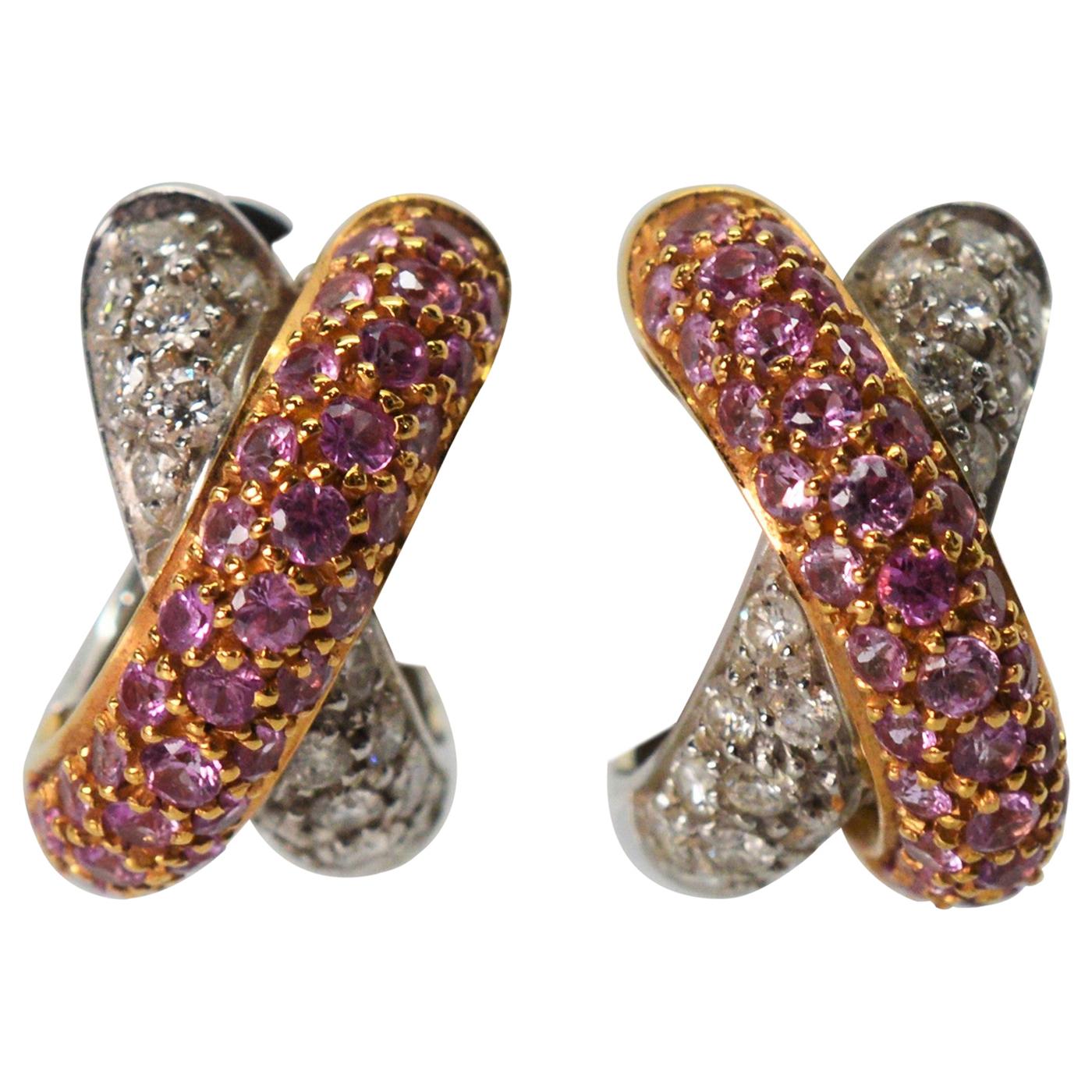 Ruby Diamond 18 Karat Gold Knot Earrings