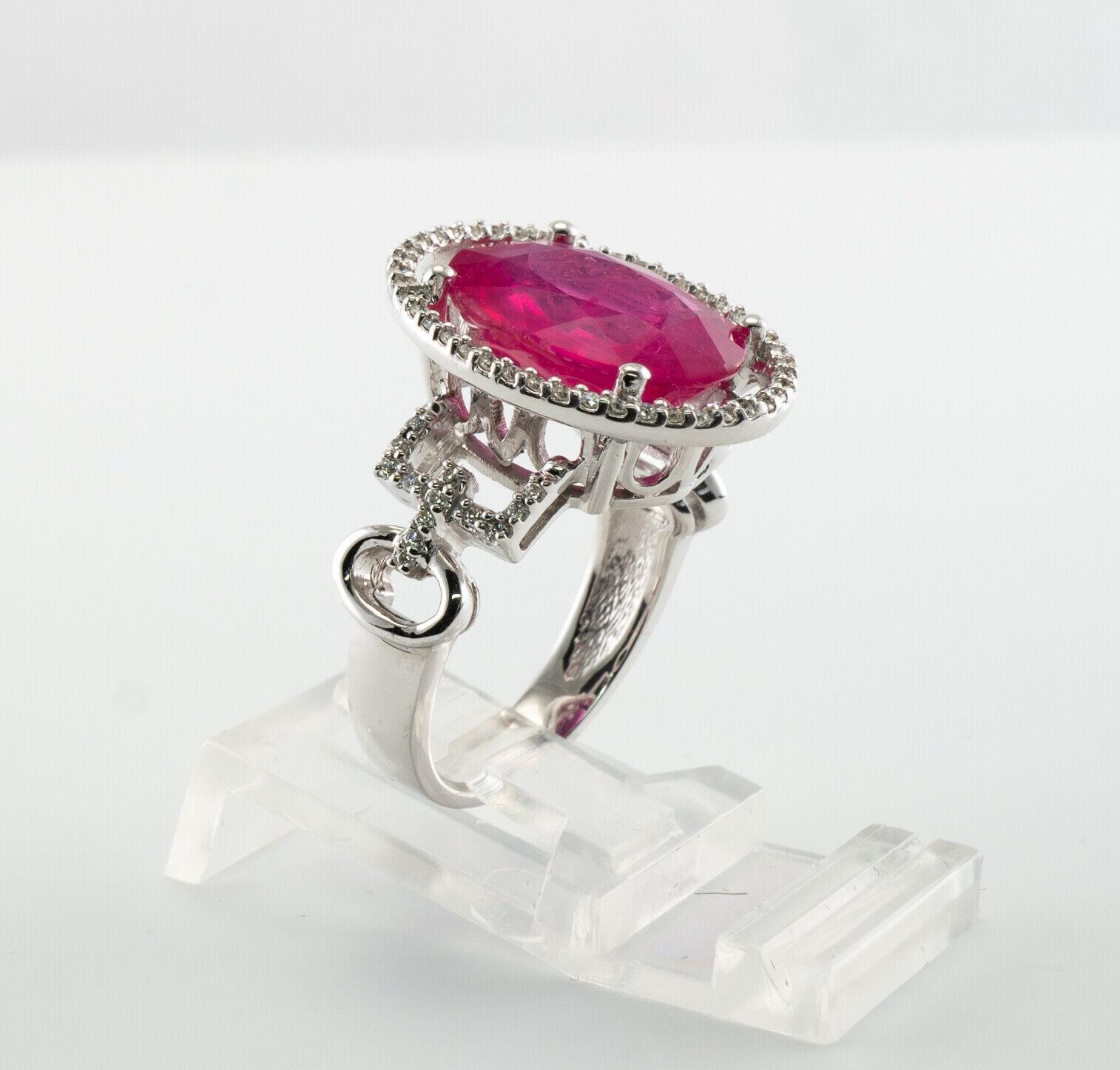 Natural Pink Ruby Diamond Ring 14K White Gold Cocktail For Sale 12