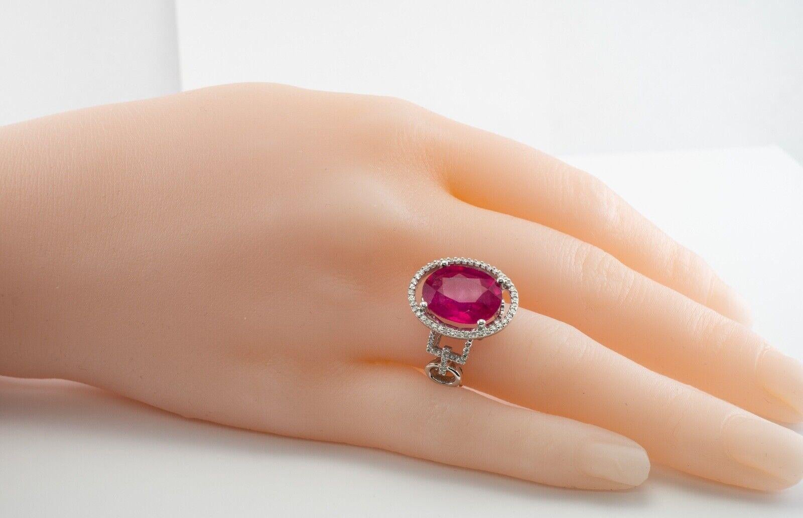 Pink Ruby Diamond Ring 14K White Gold For Sale 7