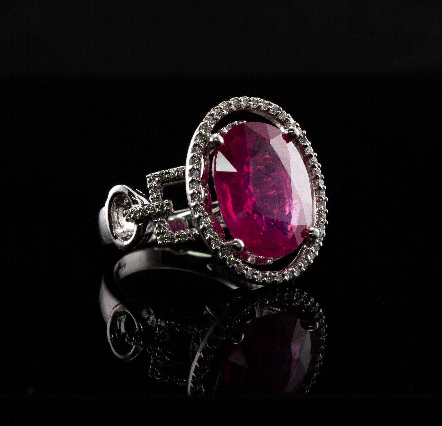 Oval Cut Pink Ruby Diamond Ring 14K White Gold For Sale