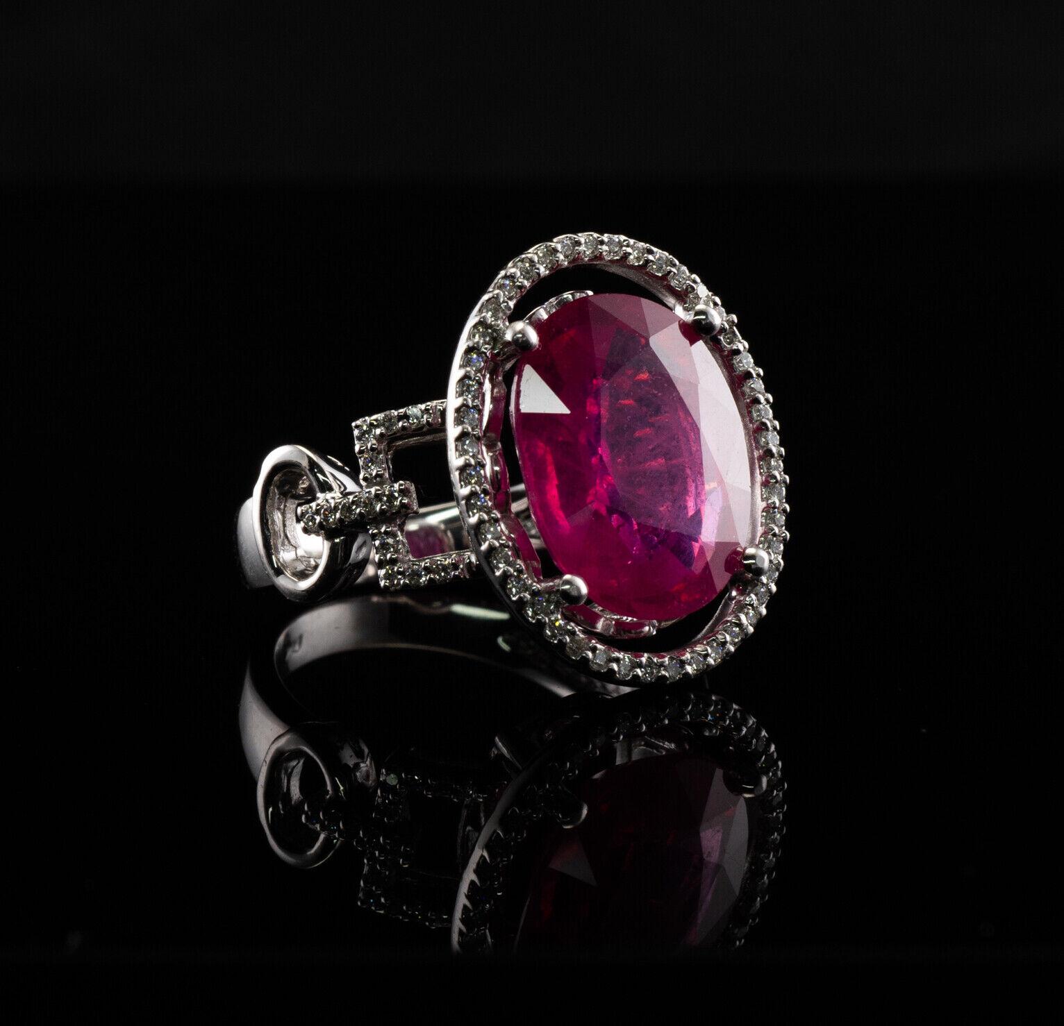 Natural Pink Ruby Diamond Ring 14K White Gold Cocktail For Sale 6