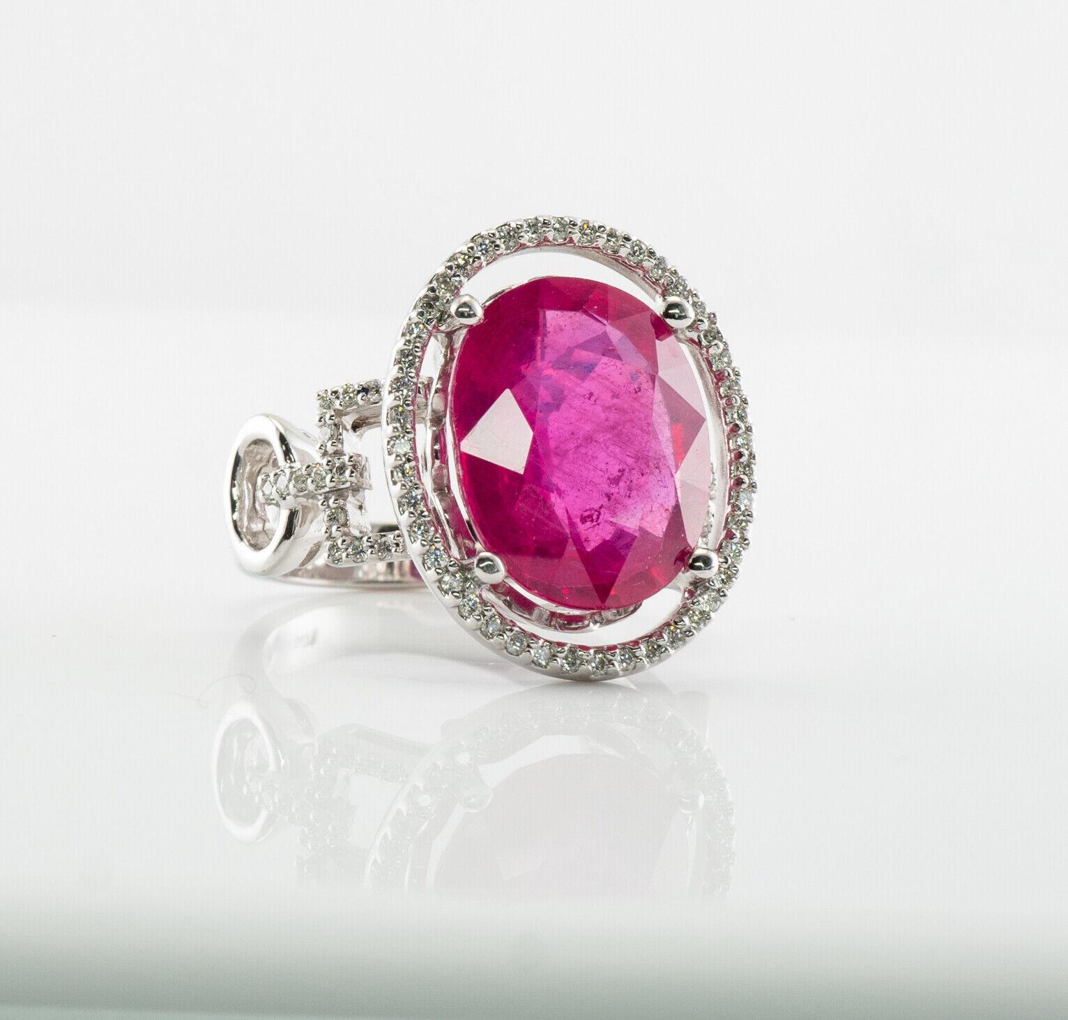 Natural Pink Ruby Diamond Ring 14K White Gold Cocktail For Sale 7