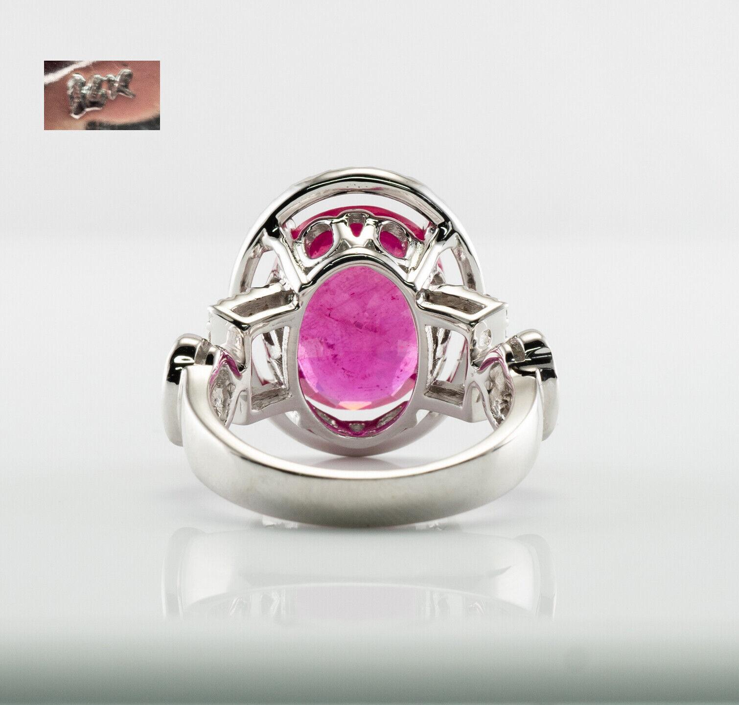 Natural Pink Ruby Diamond Ring 14K White Gold Cocktail For Sale 9