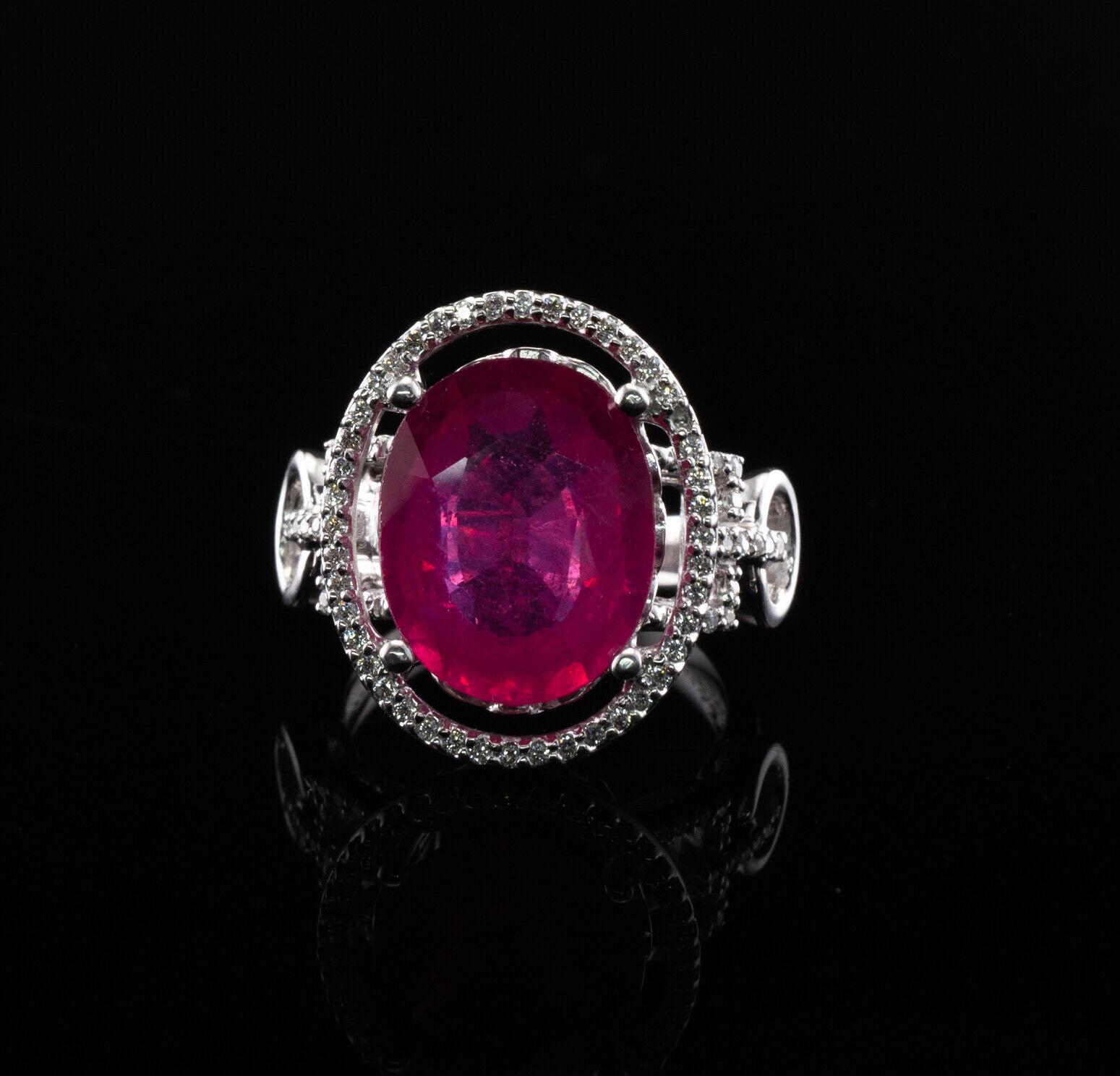 Natural Pink Ruby Diamond Ring 14K White Gold Cocktail For Sale 10