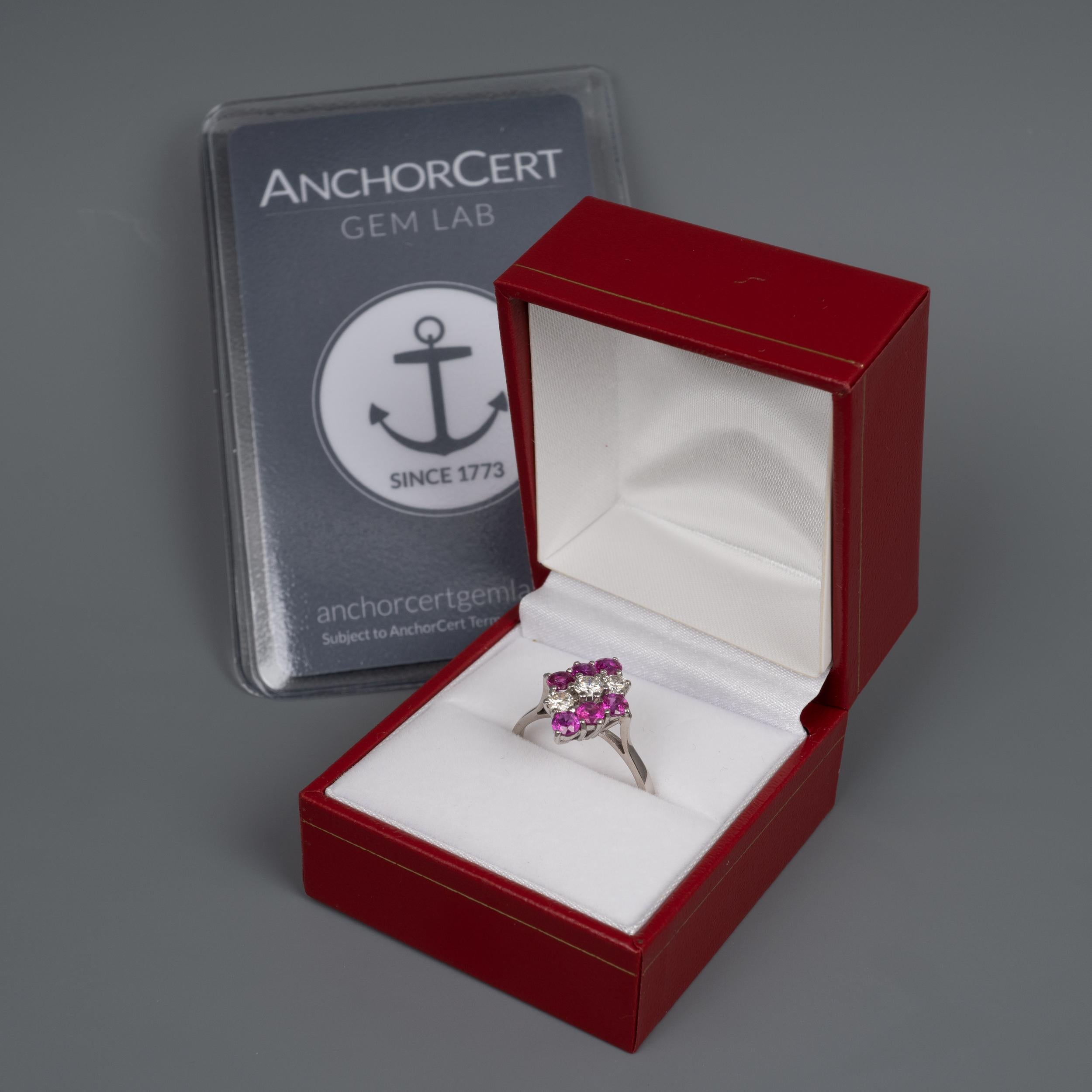 Pink Ruby and Diamond Statement Ring, 18 Karat White Gold, Certificate Included For Sale 7