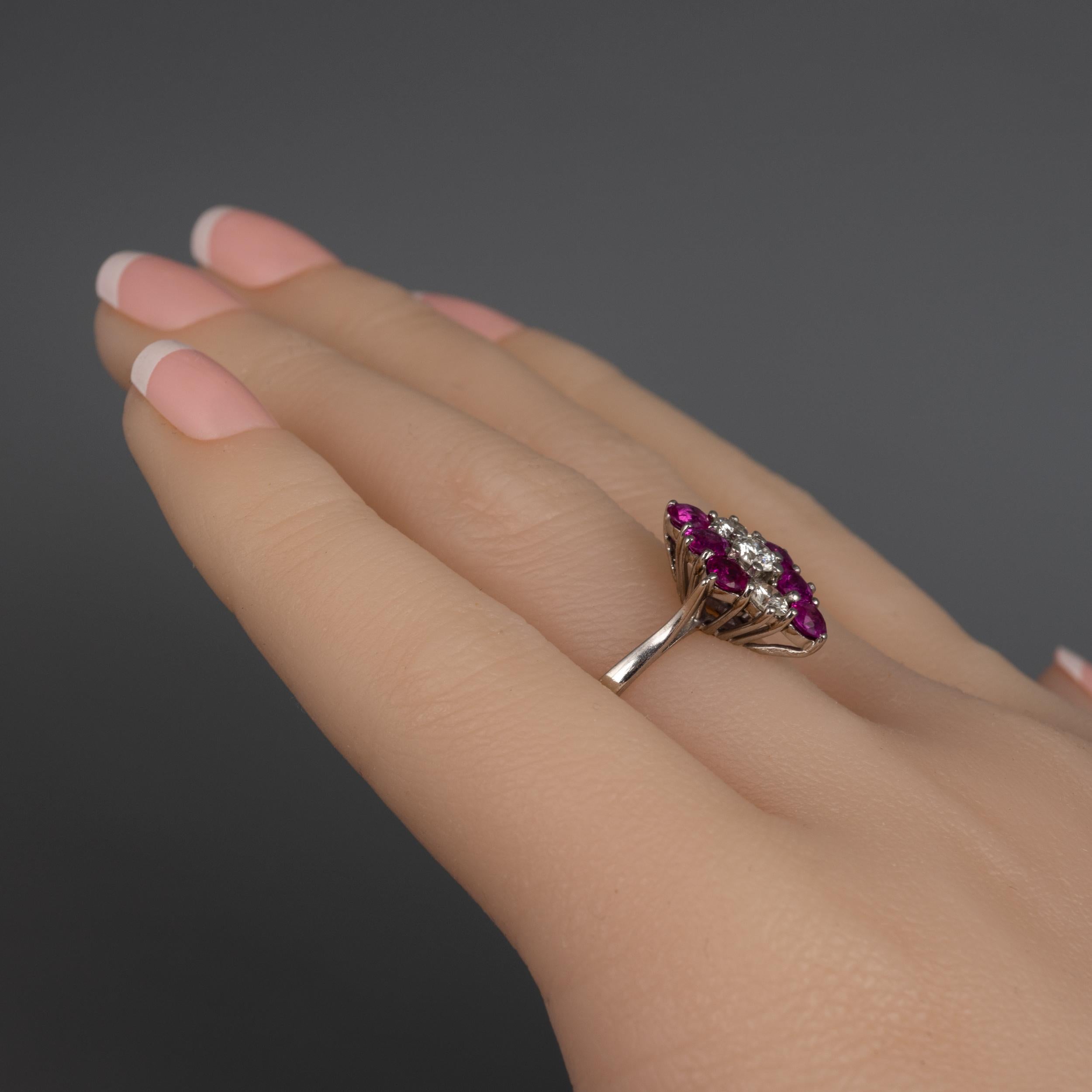 Pink Ruby and Diamond Statement Ring, 18 Karat White Gold, Certificate Included For Sale 1