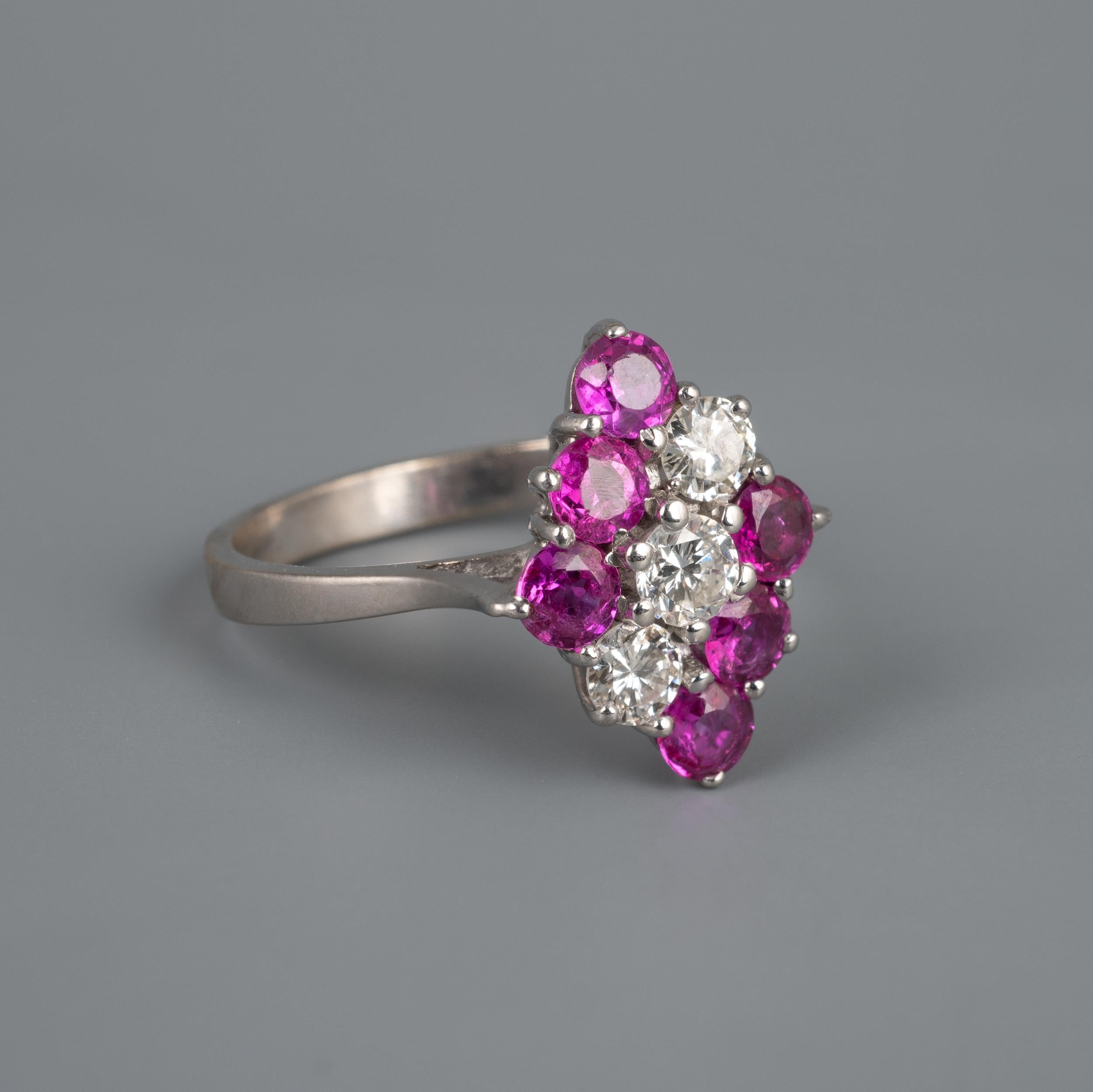 Pink Ruby and Diamond Statement Ring, 18 Karat White Gold, Certificate Included In Good Condition For Sale In Preston, Lancashire