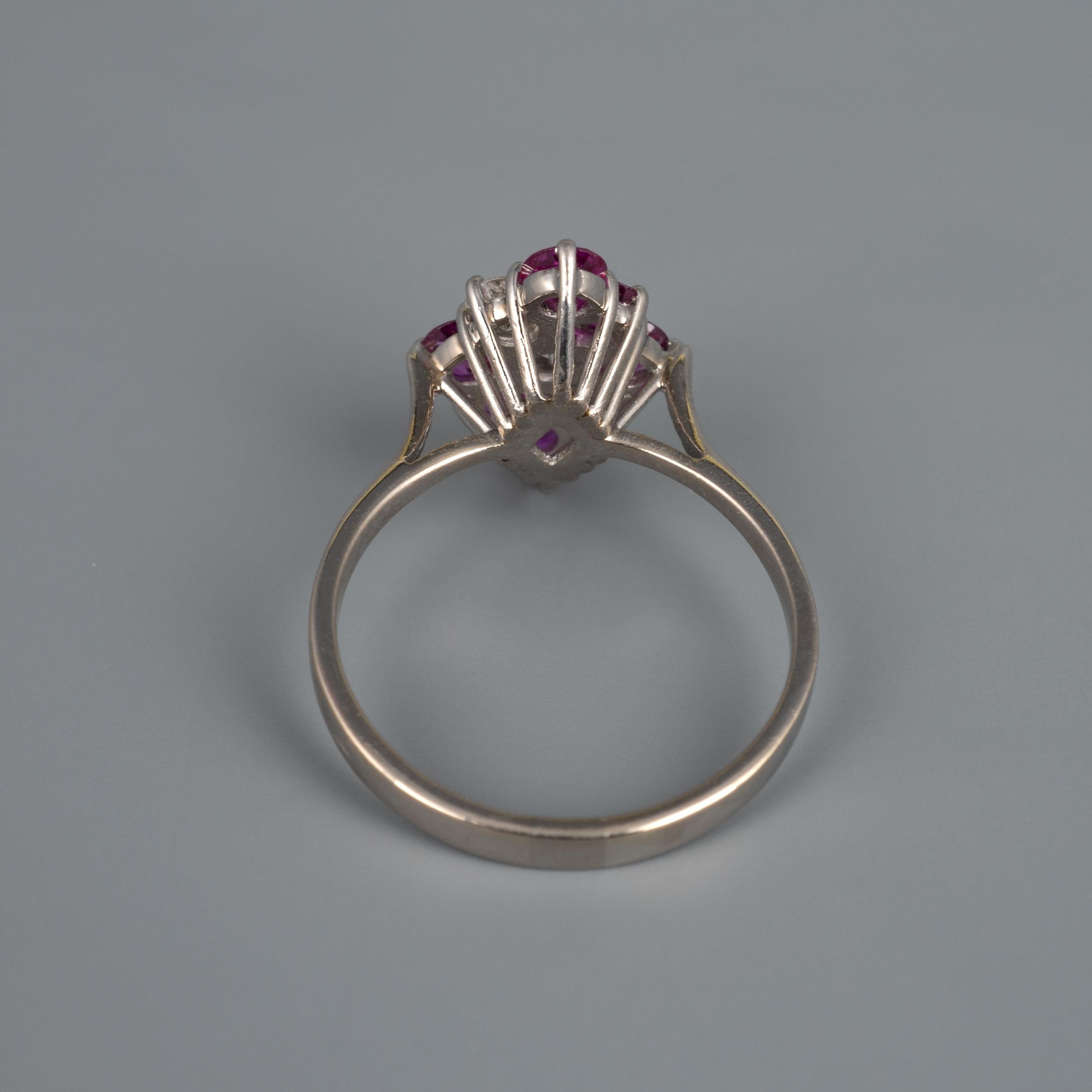 Pink Ruby and Diamond Statement Ring, 18 Karat White Gold, Certificate Included For Sale 4