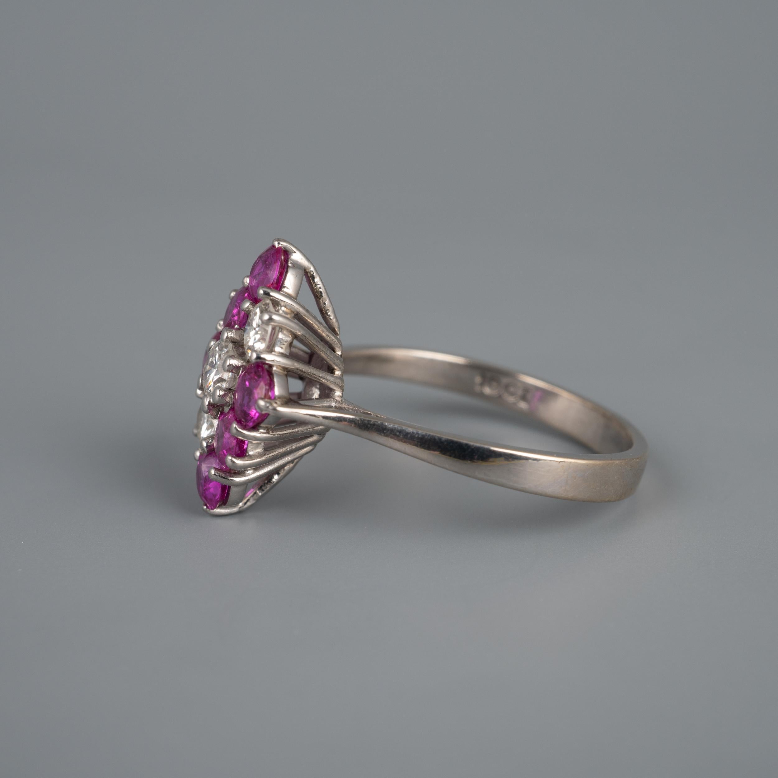 Pink Ruby and Diamond Statement Ring, 18 Karat White Gold, Certificate Included For Sale 5