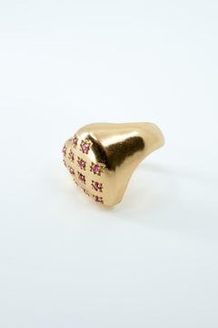 Pink Ruby Heart Ring Gold Plated Victorian Style J Dauphin