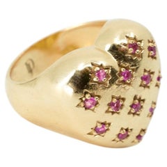 Pink Ruby Heart Ring Gold Plated Victorian Style J Dauphin