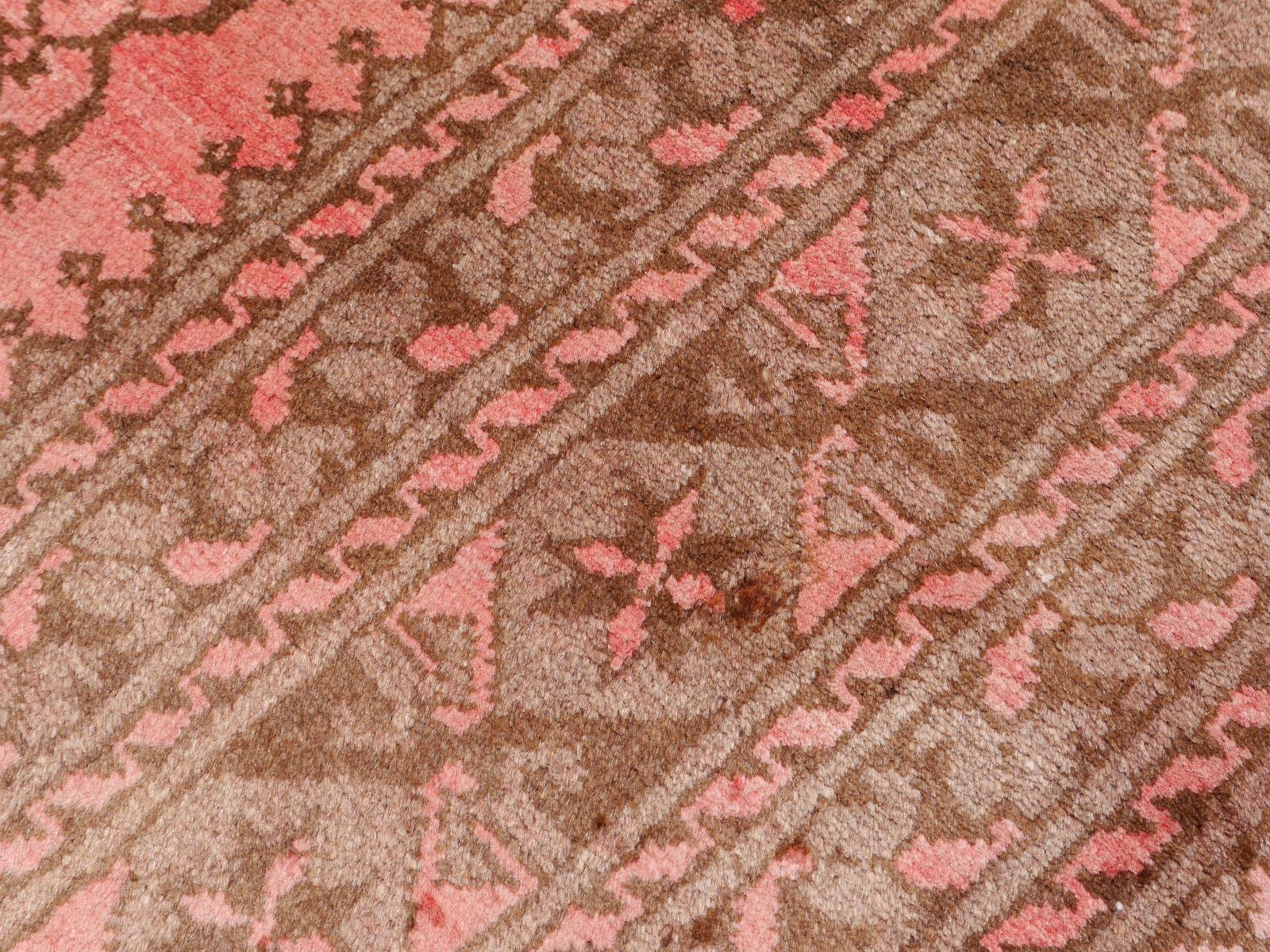Pink Rug Ersari Tribal Turkoman Hand Knotted Semi Antique Carpet 9