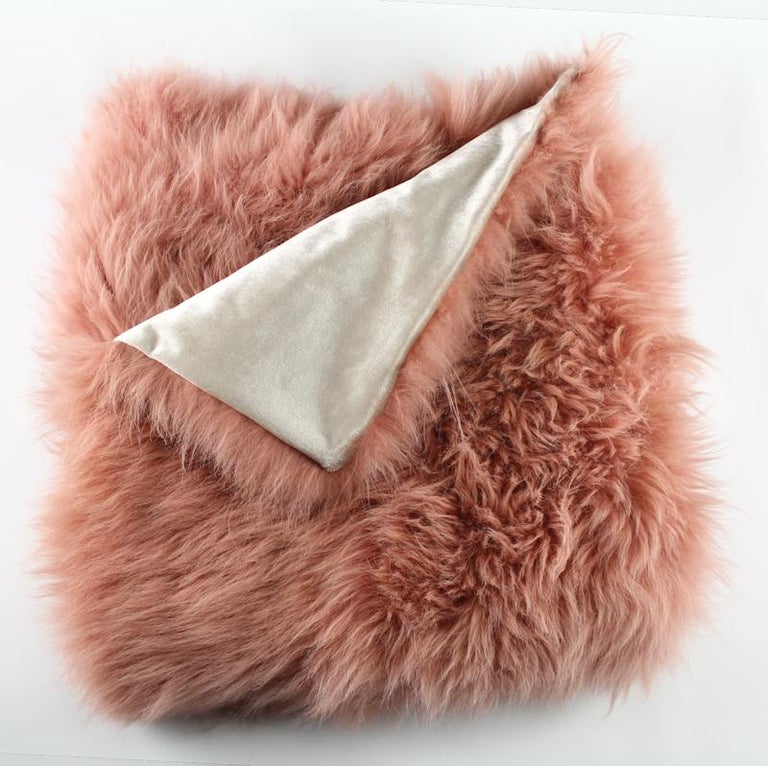 Pink Rust Cashmere Fur Chair Sofa Throw Blanket For Sale at 1stDibs