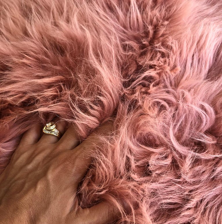 Fur Throw Blanket Rust Pink Real Cashmere Fur 3x4ft For Sale at