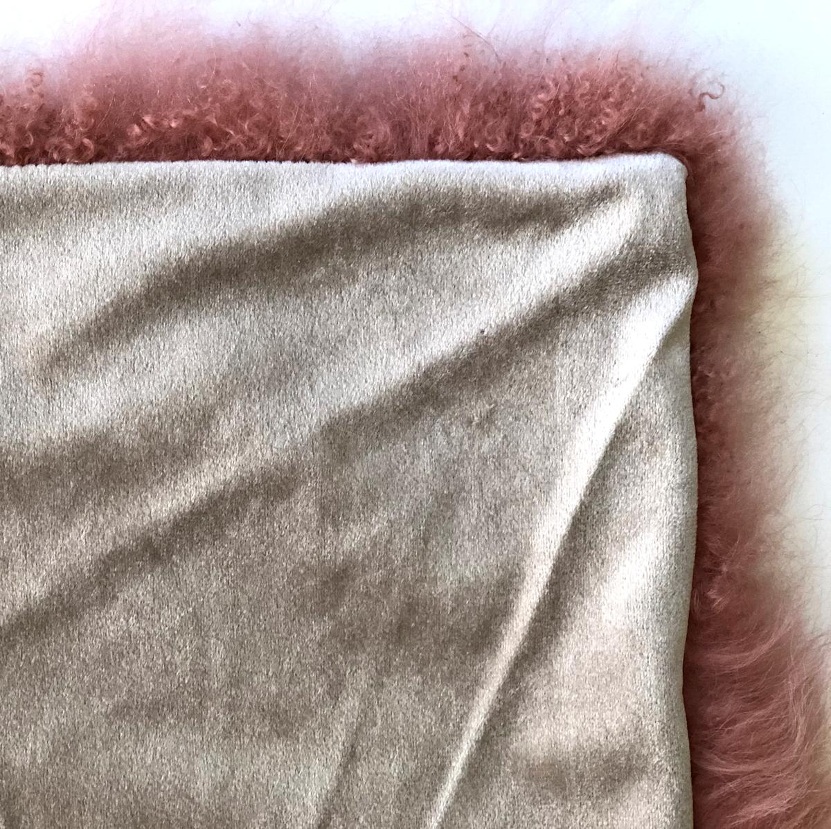 Hollywood Regency Fur Throw Blanket Rust Pink - Real Cashmere Fur 3x4ft For Sale