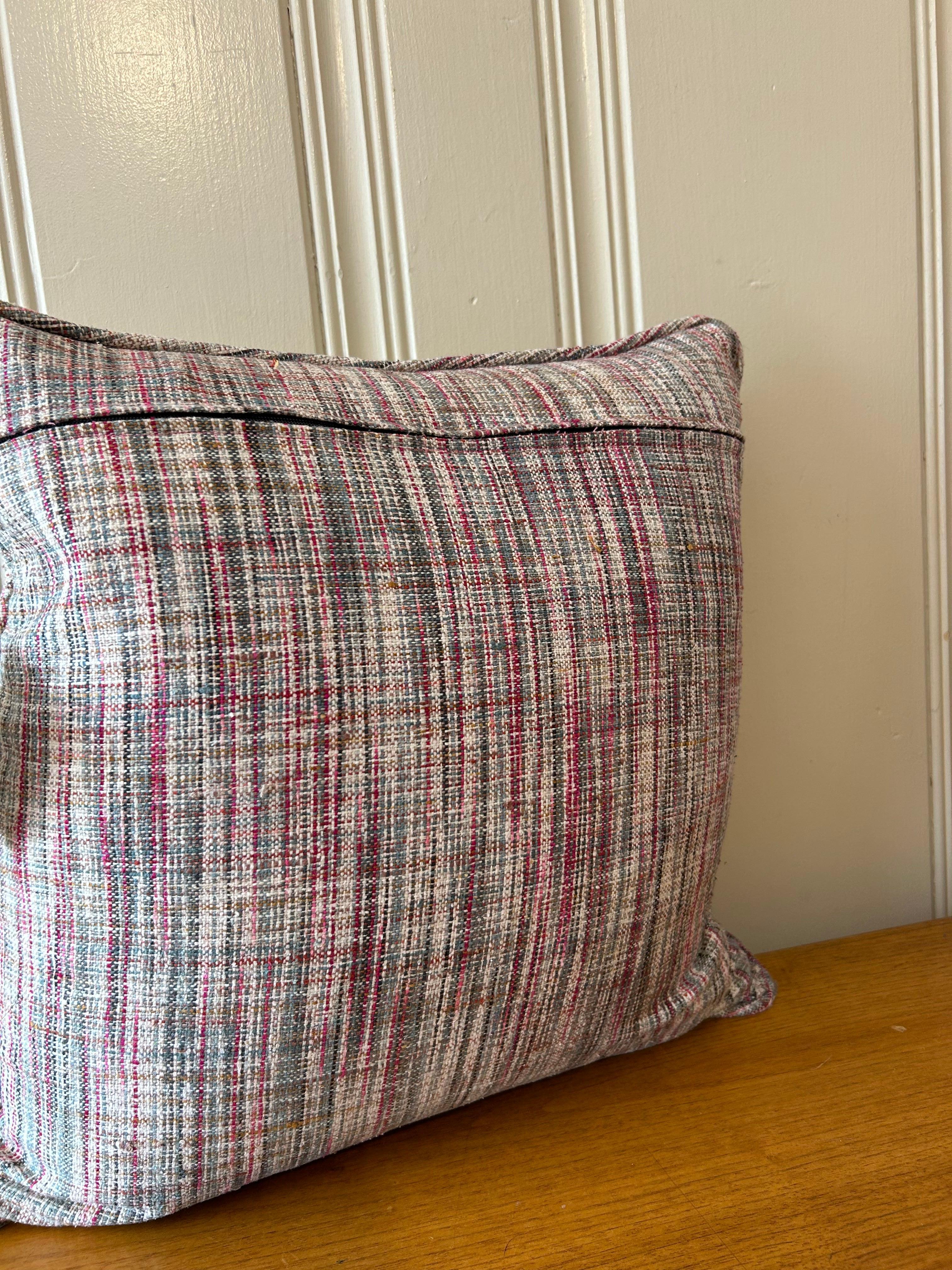 Pink, Sage, and Blue Tweed Pillow, Single In New Condition For Sale In Munster, IN