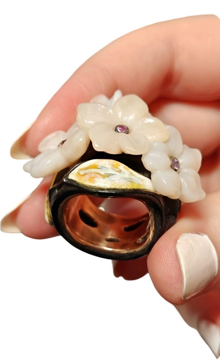 Taille mixte Bague Sakura rose Or rose 14K, Or jaune et blanc 18K avec fleurs d'opale rose en vente