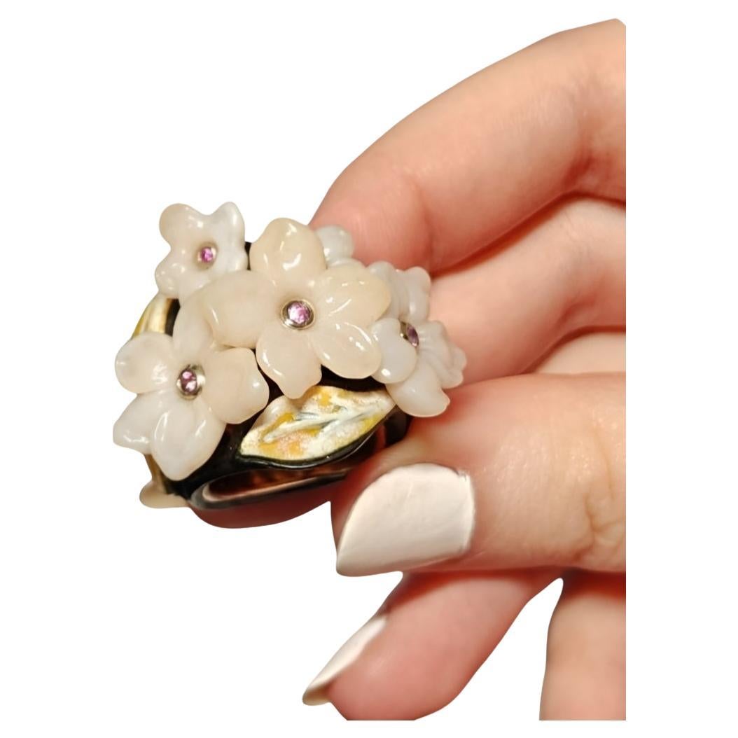 Bague Sakura rose Or rose 14K, Or jaune et blanc 18K avec fleurs d
opale rose en vente