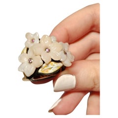 Anello Sakura rosa in oro rosa 14 carati, oro giallo e bianco 18 carati con fiori di opale rosa