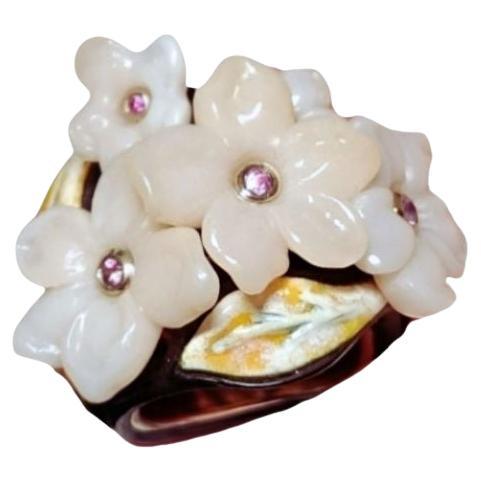 Pink Sakura Ring by Konforti Jewelry, 14K Pink Gold, Pink Opal Flowers For Sale