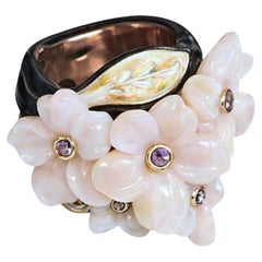 Pink Sakura Ring by Konforti Jewelry, 14K Pink Gold, Pink Opal Flowers