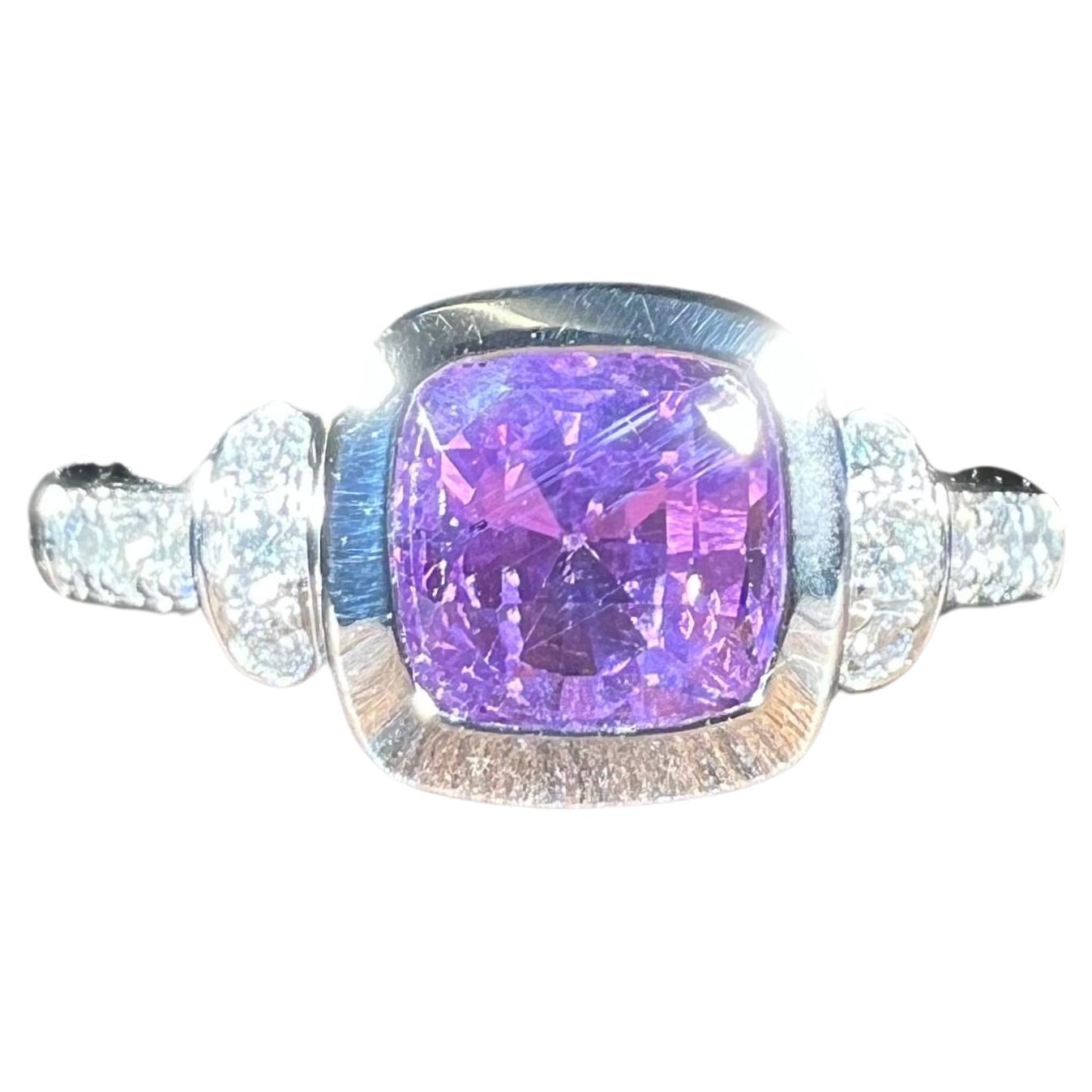 Bague en platine en saphir rose en vente