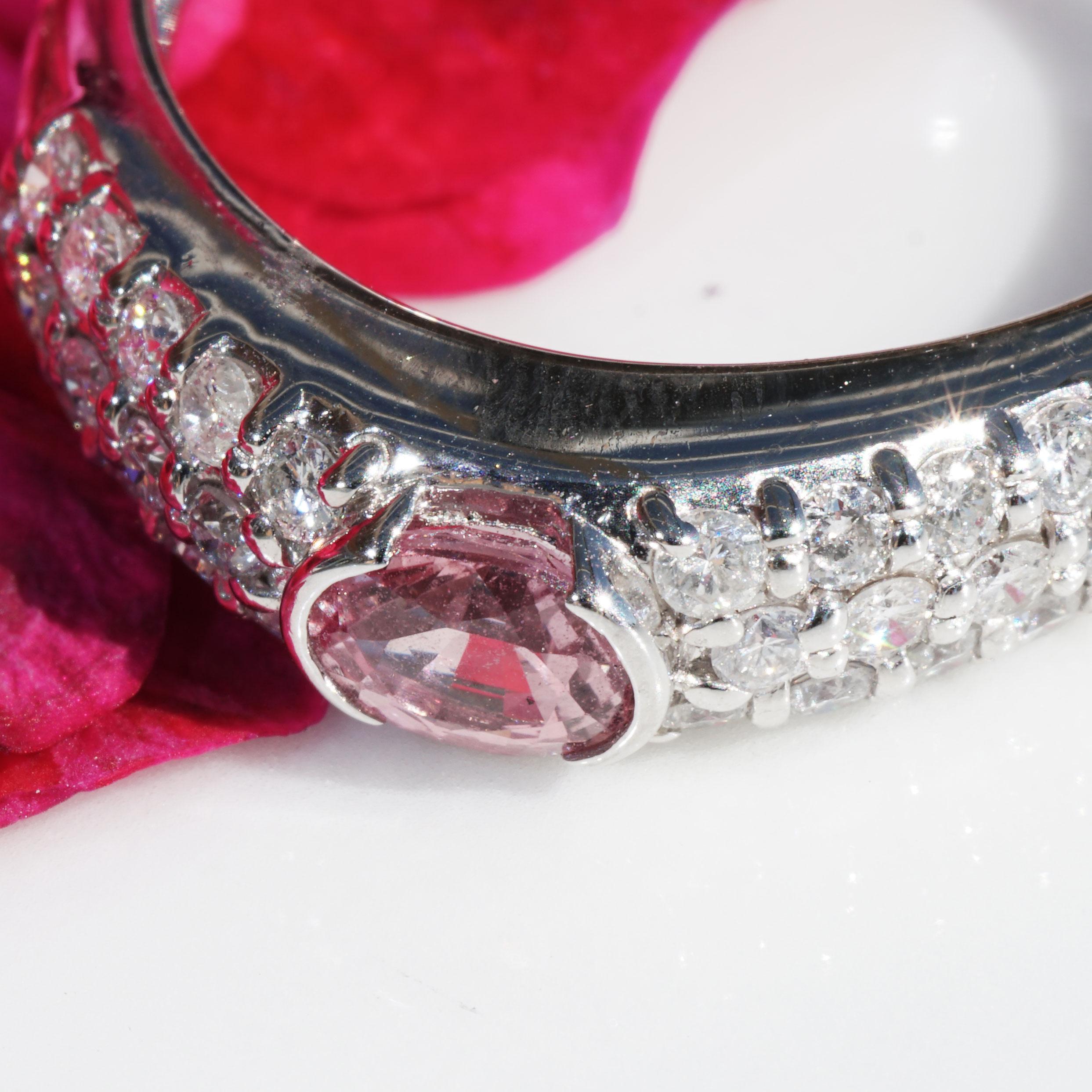 Rosa Saphir Brillant Ring 900 Platin 0,50 ct TW/SI Heißes Rosa großer Brilliante (Moderne) im Angebot