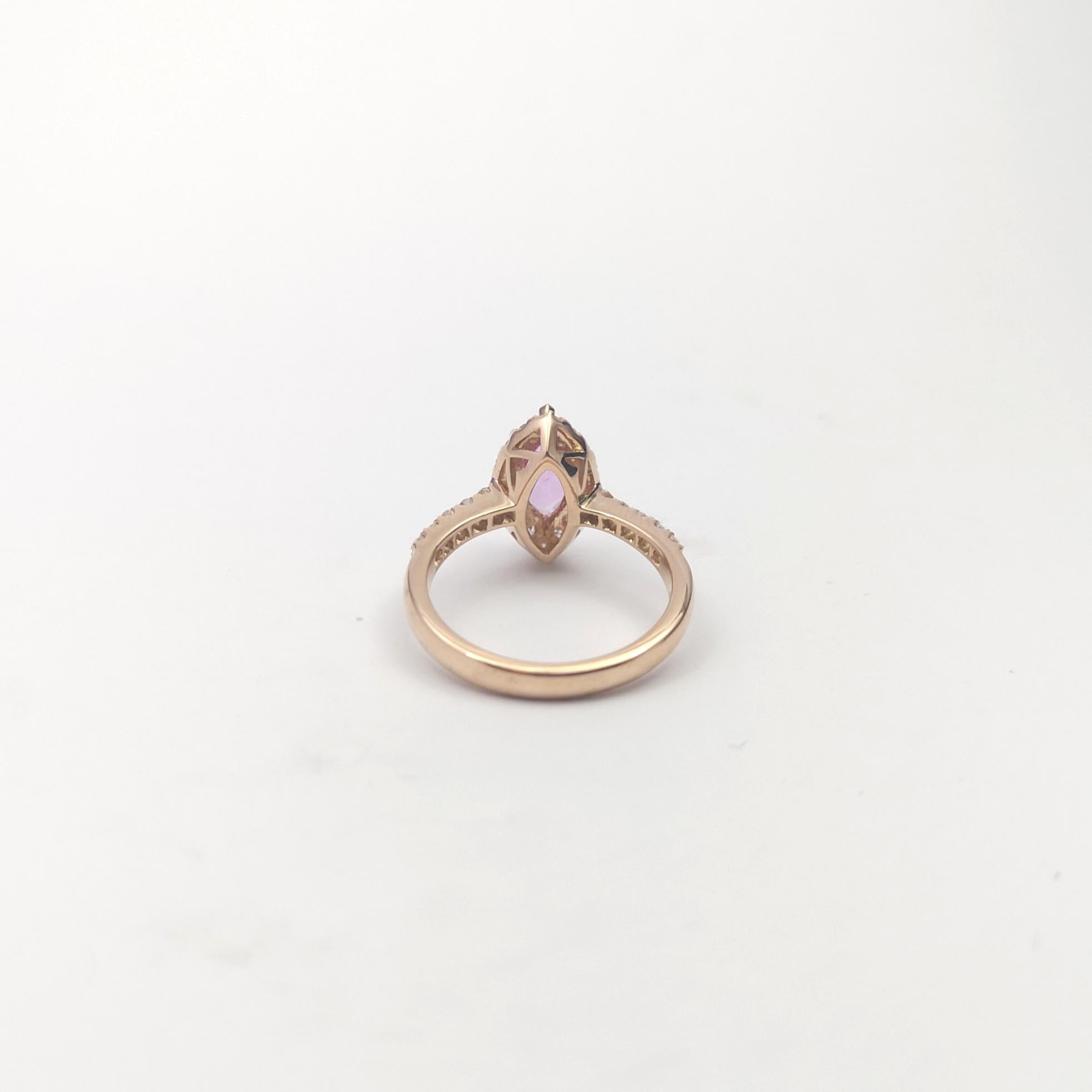 Rosa Saphir 0,95 Karat mit Diamant 0,47 Karat Ring in 18K Rose Gold Setti gesetzt im Angebot 4