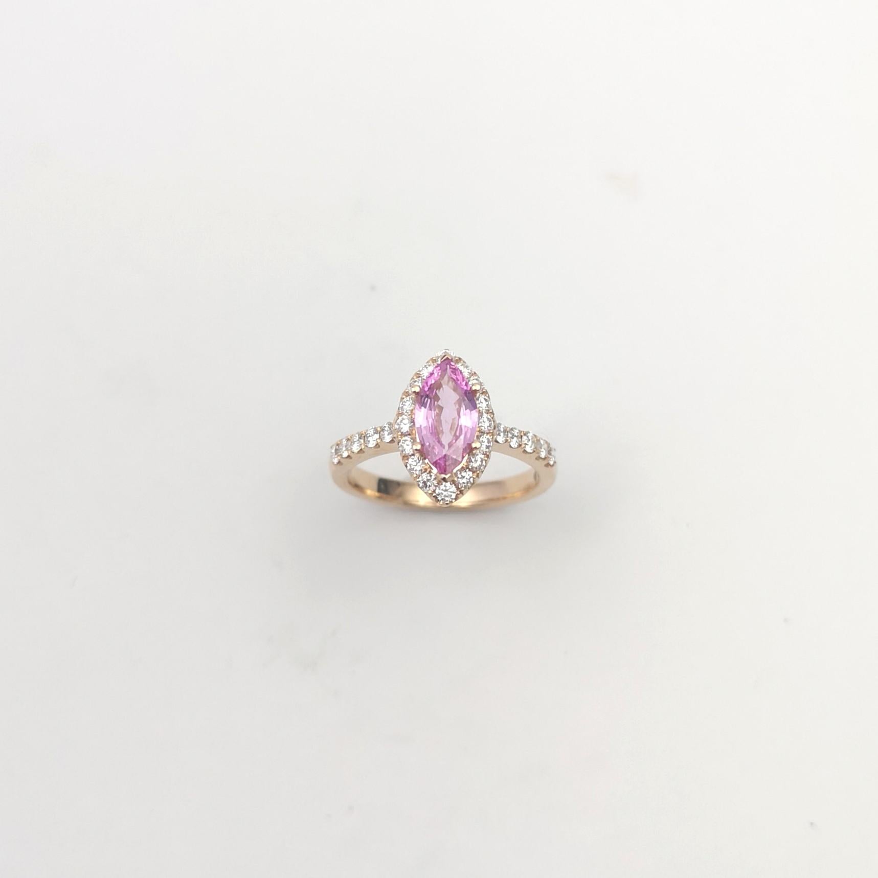 Rosa Saphir 0,95 Karat mit Diamant 0,47 Karat Ring in 18K Rose Gold Setti gesetzt im Angebot 5