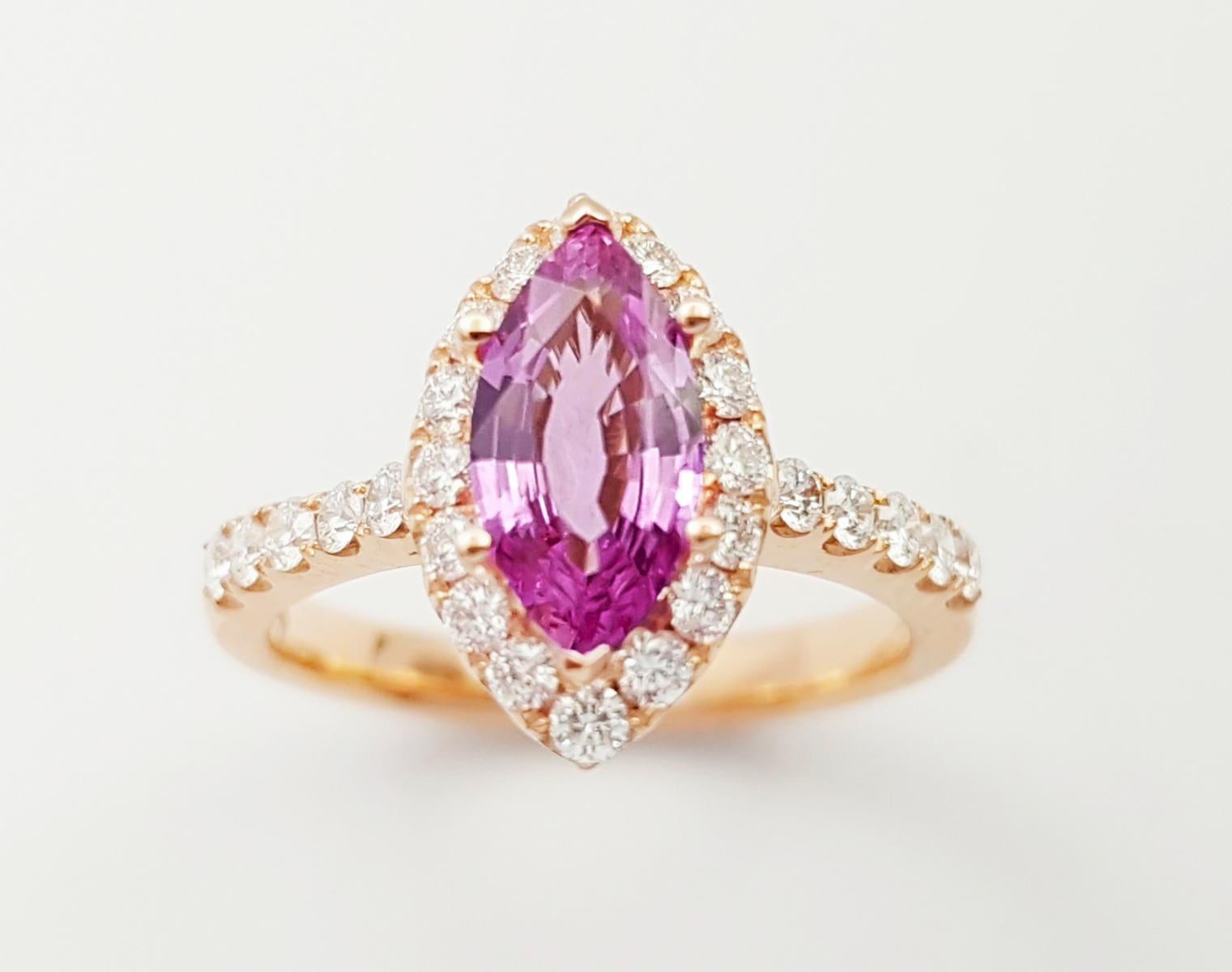 Rosa Saphir 0,95 Karat mit Diamant 0,47 Karat Ring in 18K Rose Gold Setti gesetzt im Angebot 6