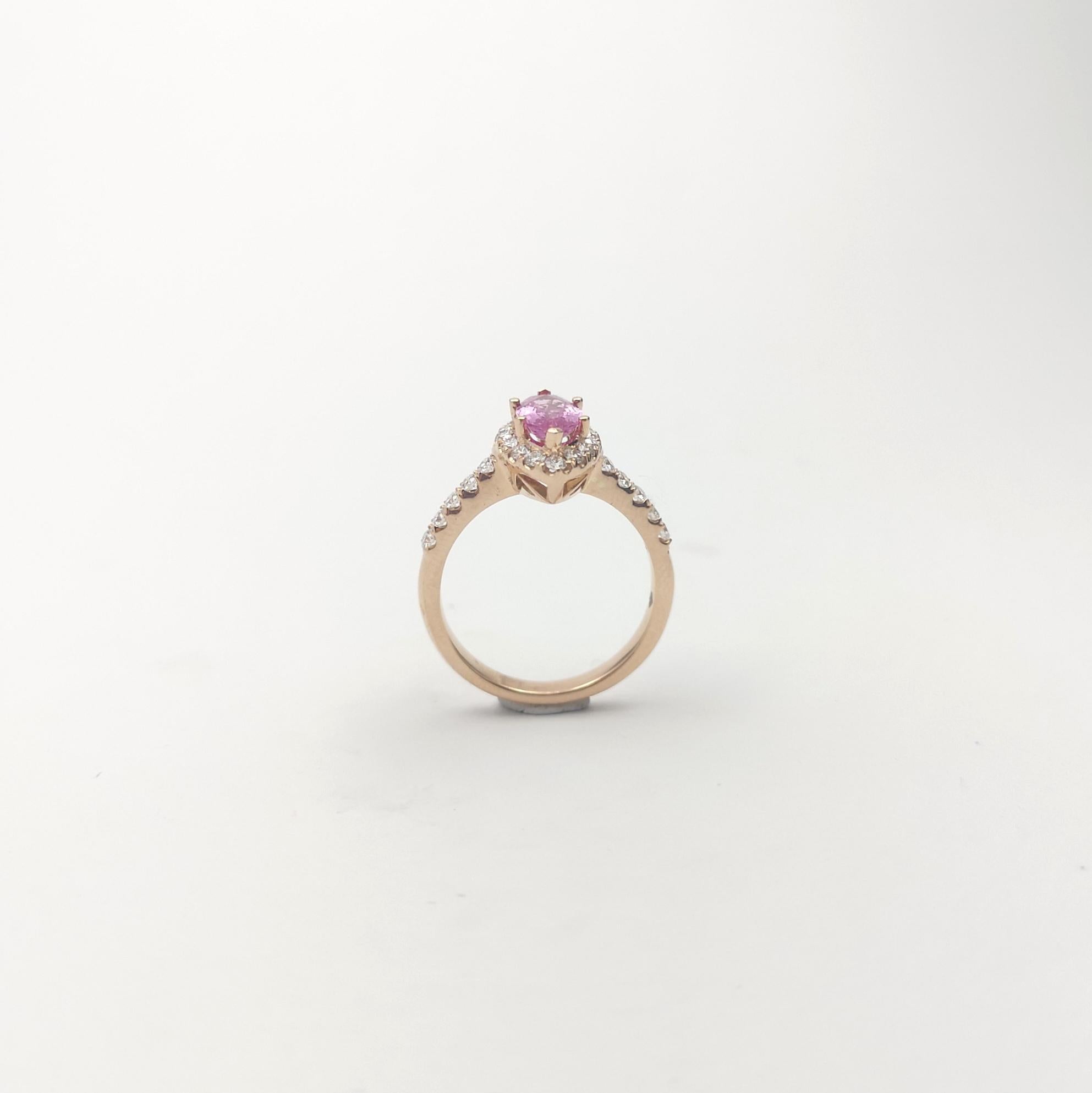 Rosa Saphir 0,95 Karat mit Diamant 0,47 Karat Ring in 18K Rose Gold Setti gesetzt im Angebot 7