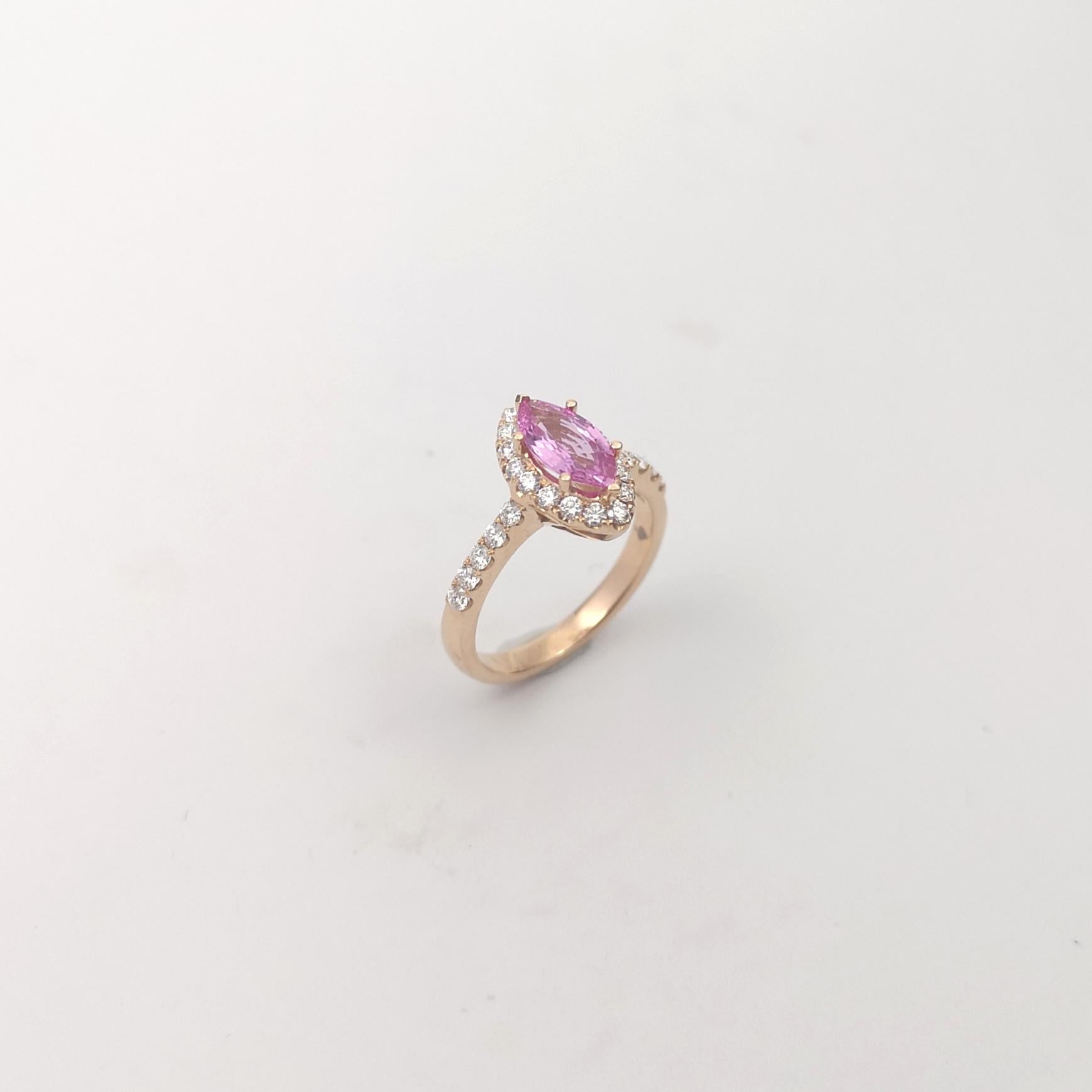 Rosa Saphir 0,95 Karat mit Diamant 0,47 Karat Ring in 18K Rose Gold Setti gesetzt im Angebot 8