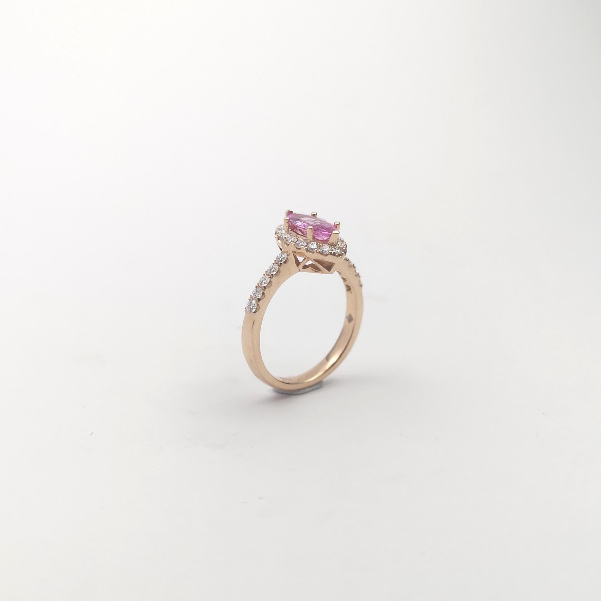 Rosa Saphir 0,95 Karat mit Diamant 0,47 Karat Ring in 18K Rose Gold Setti gesetzt im Angebot 9