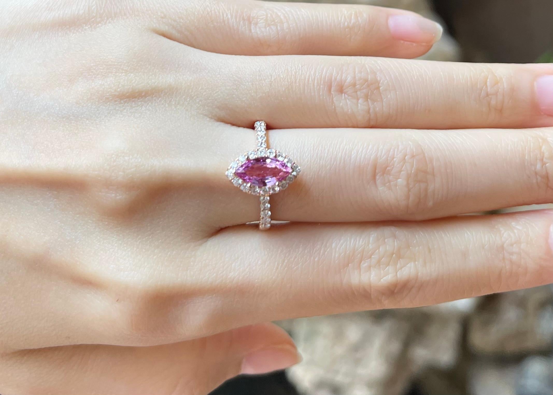 Rosa Saphir 0,95 Karat mit Diamant 0,47 Karat Ring in 18K Rose Gold Setti gesetzt (Zeitgenössisch) im Angebot