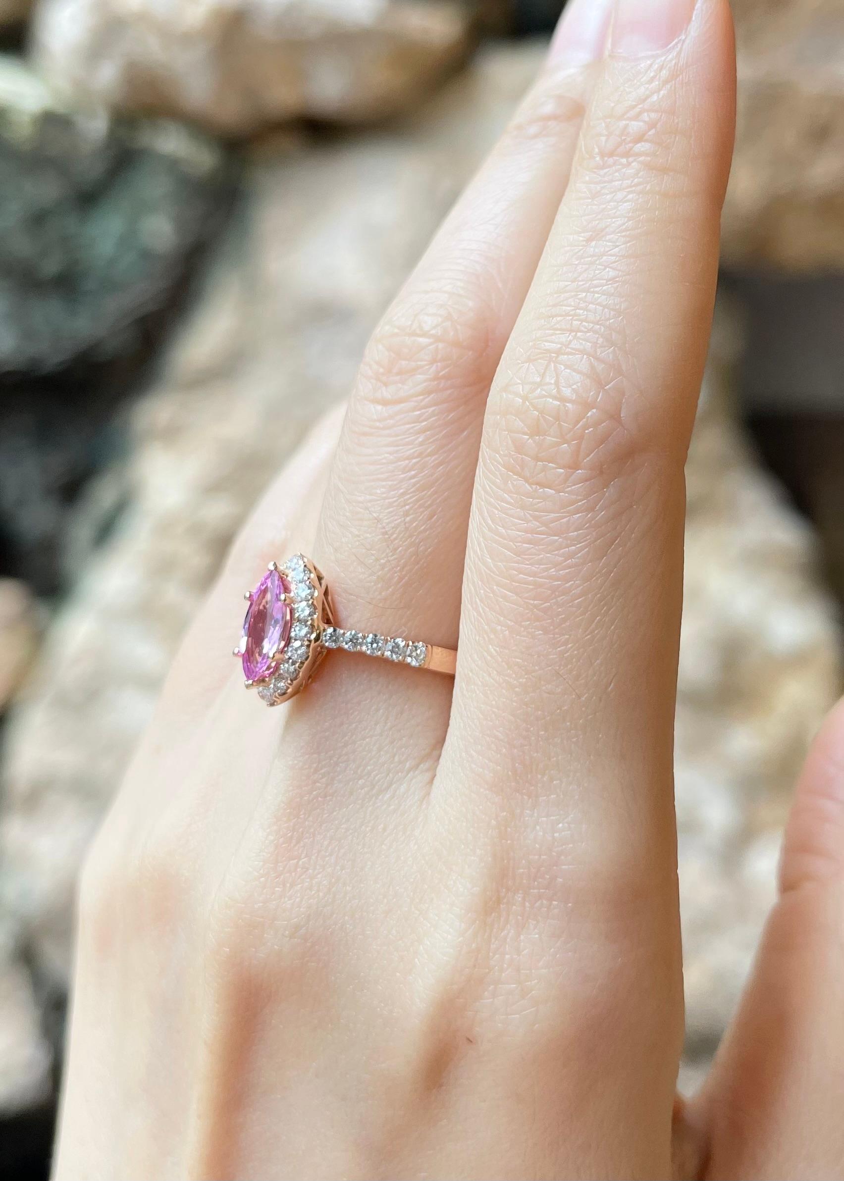 Rosa Saphir 0,95 Karat mit Diamant 0,47 Karat Ring in 18K Rose Gold Setti gesetzt im Zustand „Neu“ im Angebot in Bangkok, TH