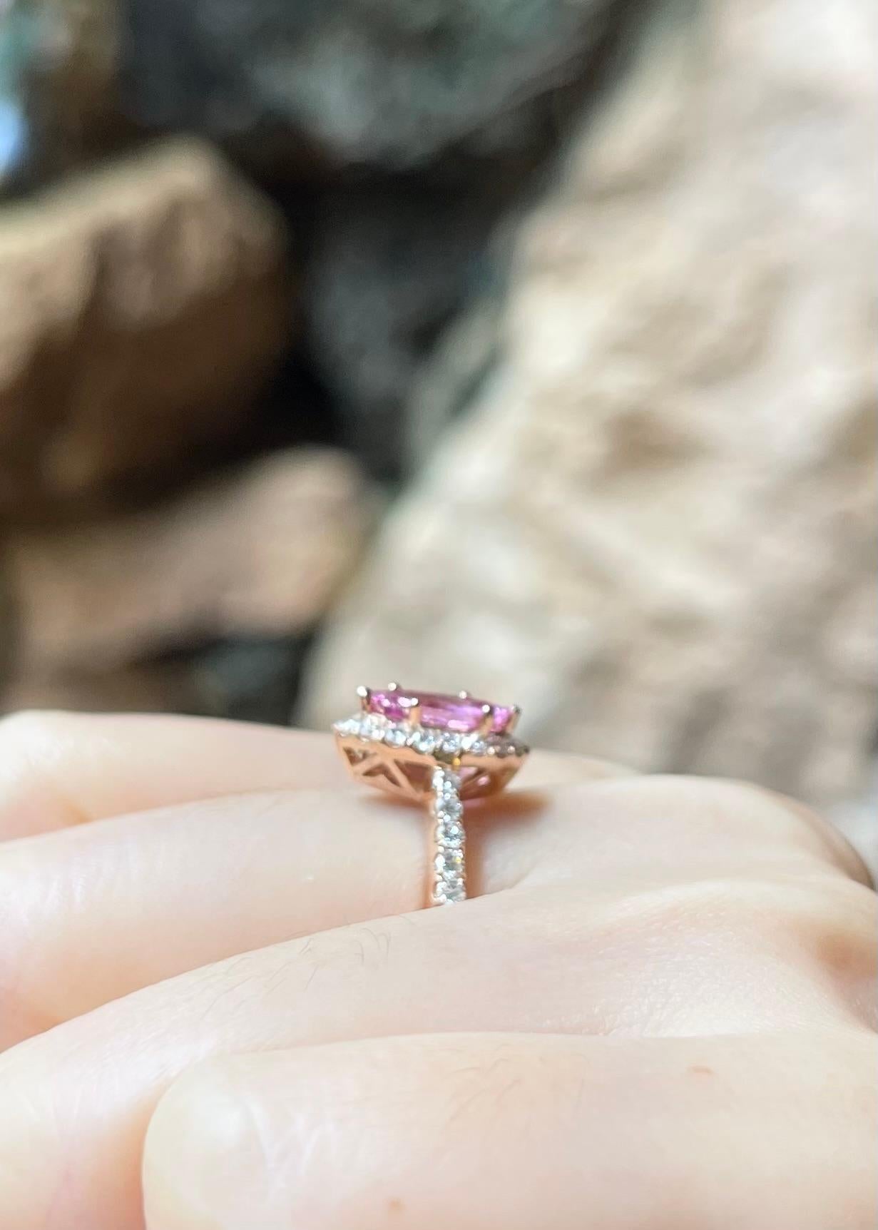 Rosa Saphir 0,95 Karat mit Diamant 0,47 Karat Ring in 18K Rose Gold Setti gesetzt im Angebot 1