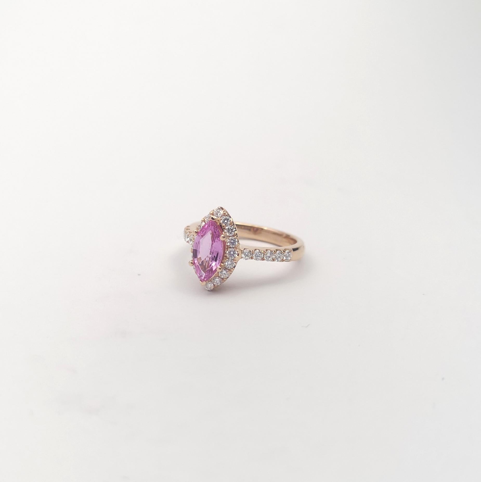 Rosa Saphir 0,95 Karat mit Diamant 0,47 Karat Ring in 18K Rose Gold Setti gesetzt im Angebot 3