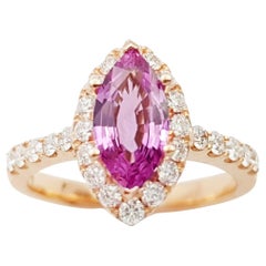Rosa Saphir 0,95 Karat mit Diamant 0,47 Karat Ring in 18K Rose Gold Setti gesetzt